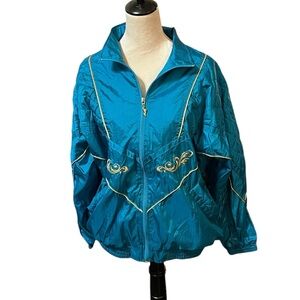 Vintage Bold Spirit Turquoise Windbreaker Jacket Size Large